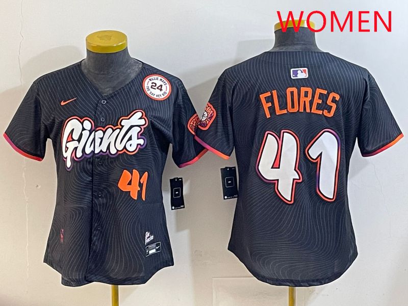 Women San Francisco Giants 41 Flores Black Joint Name 2025 Nike MLB Jersey style 7